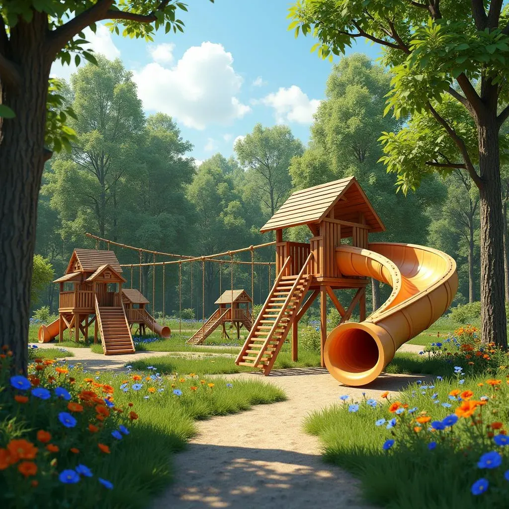 Amazing Wooden Natural Playground Equipment